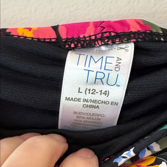Time and Tru Floral Bikini Bottoms - Black and Pink Size L - Picture 5 of 5